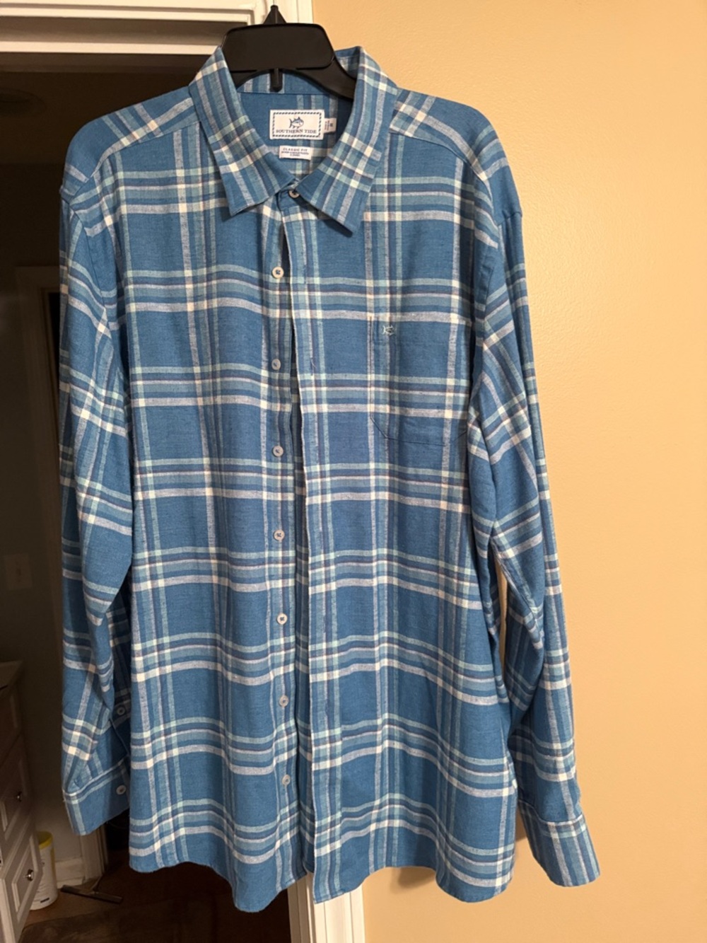 Tommy Bahama Light Blue & White Plaid Long-Sleeve Shirt